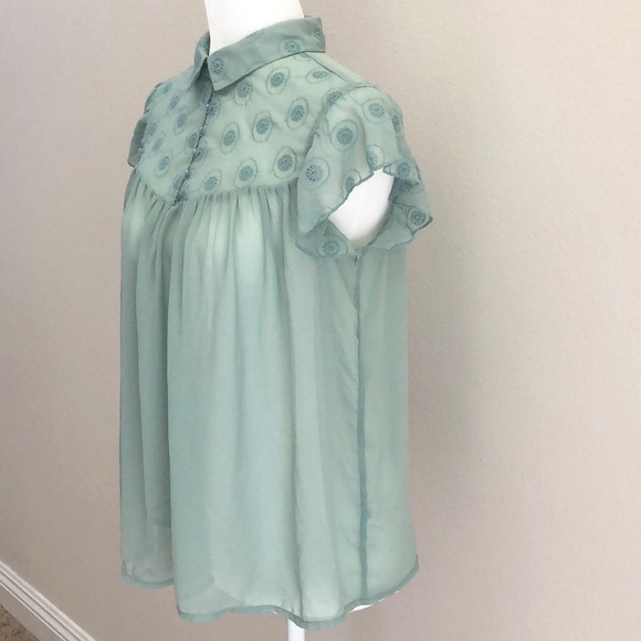 DOWNEAST collar sheer blouse - Picture 2 of 8